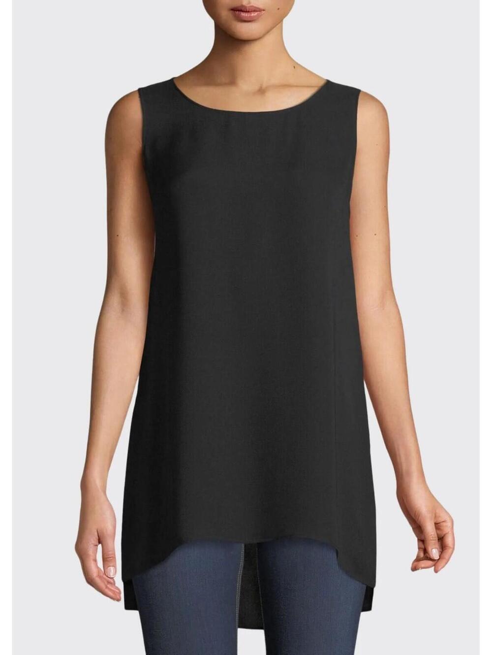 LAFAYETTE 148 NEW YORK Women’s Silk Ruthie Hi-Low Sleeveless Blouse In Black-XL